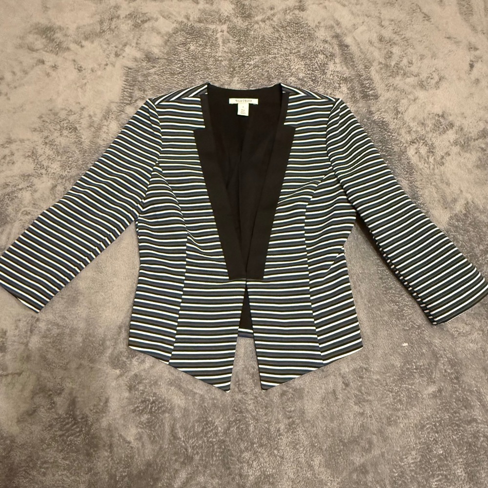 White‎ House Black Market Striped Blazer Size 4 Career Jacket